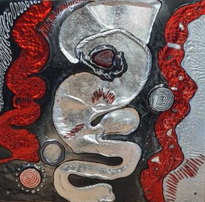 Slumped Silver and Red