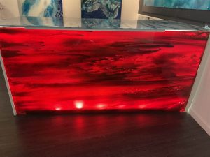 Red Glass Art Counter Front