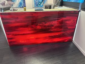 Red toughened Tabletop or Bar Front